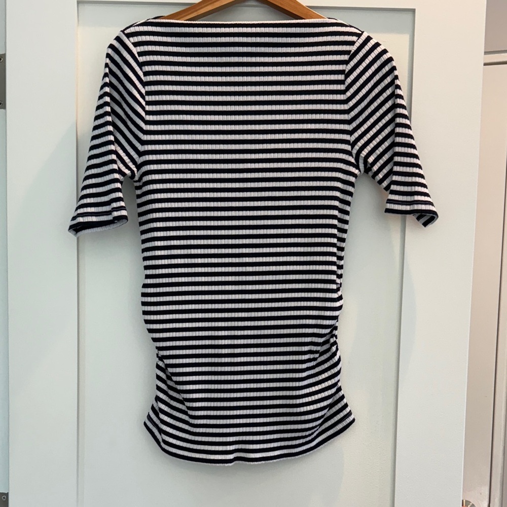 Maternity: Black and White Striped Women's Top